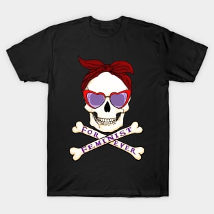 Feminist skull with handkerchief and glasses T-Shirt